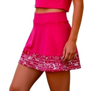 Jerdog Skirt Skort Floral/Tiered Golf Tennis Pink White Pull On